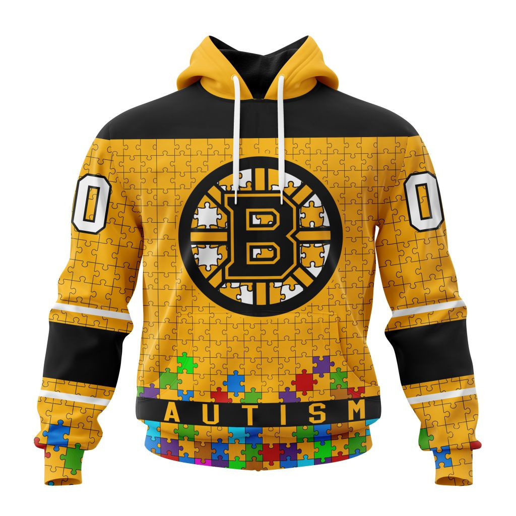 Nhl Boston Bruins Specialized Unisex Kits Hockey Fights Against Autism Hoodie Zip Hoodie TR2376
