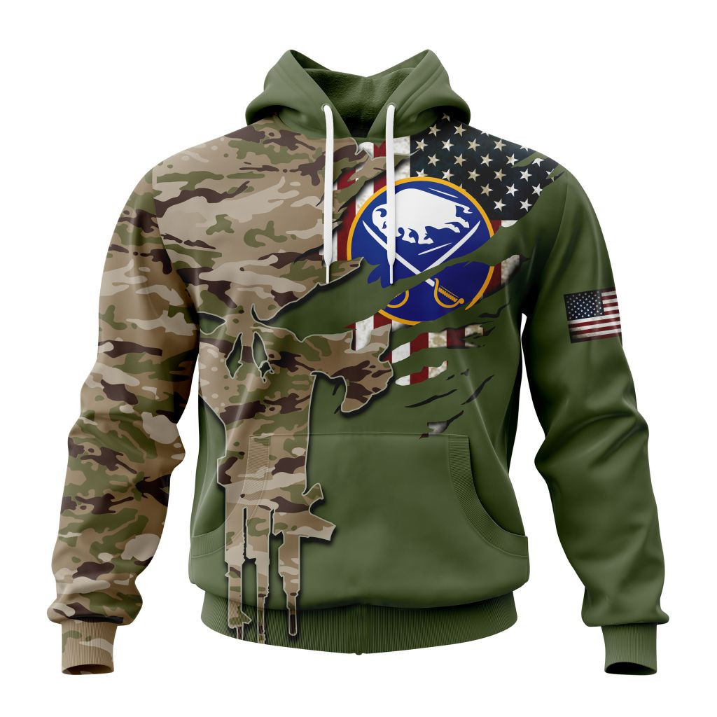 Nhl Buffalo Sabres Special Camo Skull Design St2303 Hoodie Zip Hoodie PH1407