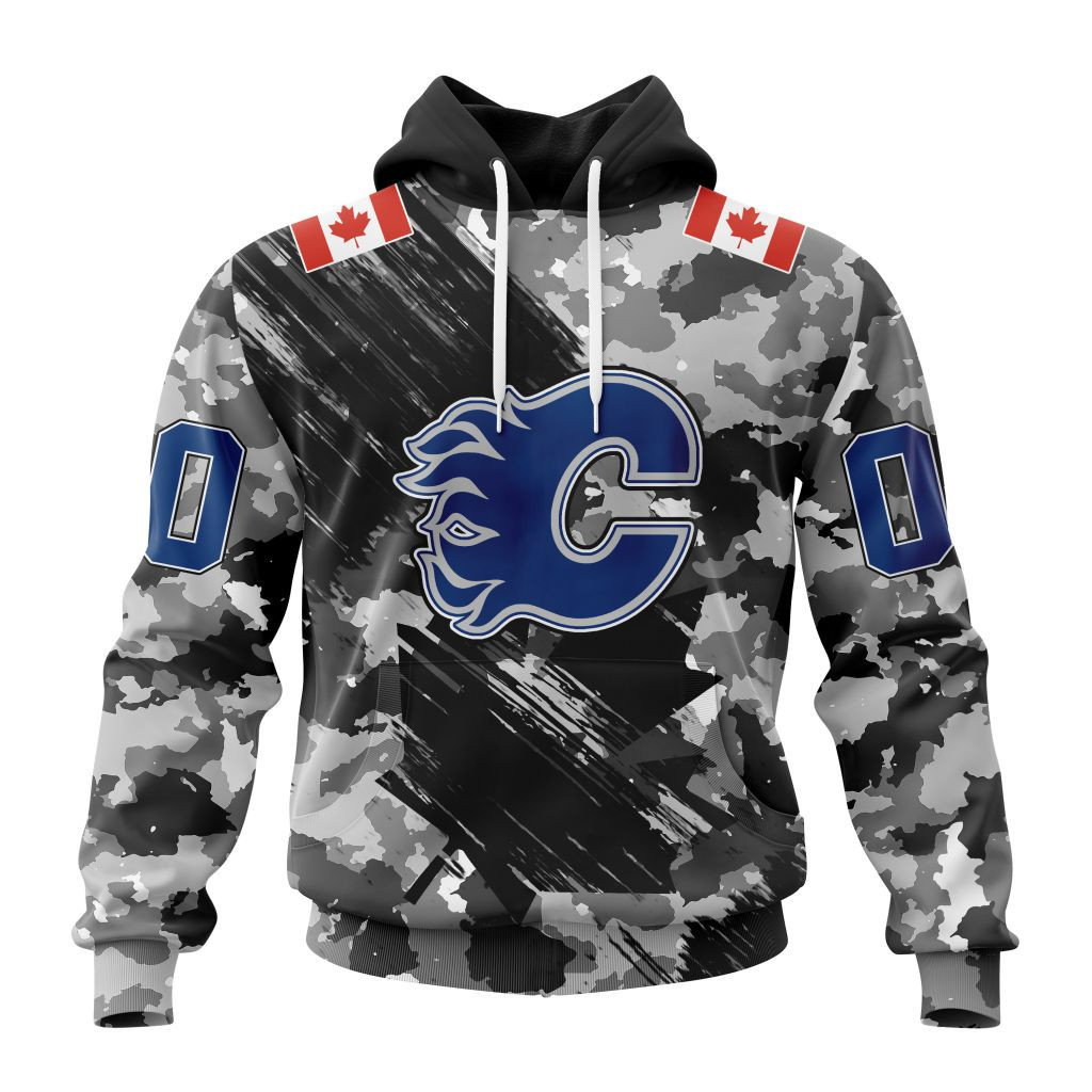 Nhl Calgary Flames Special Camo Armed Forces Design St2301 Hoodie Zip Hoodie PH1792