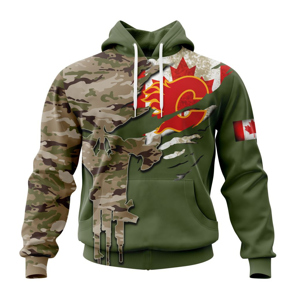 Nhl Calgary Flames Special Camo Skull Design St2303 Hoodie Zip Hoodie PH1403