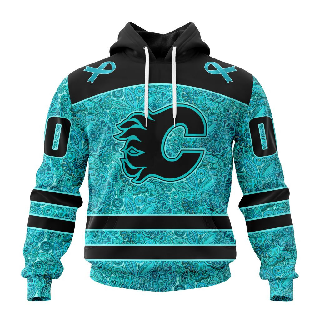 Nhl Calgary Flames Special Design Fight Ovarian Cancer St2201 Hoodie Zip Hoodie TR2115