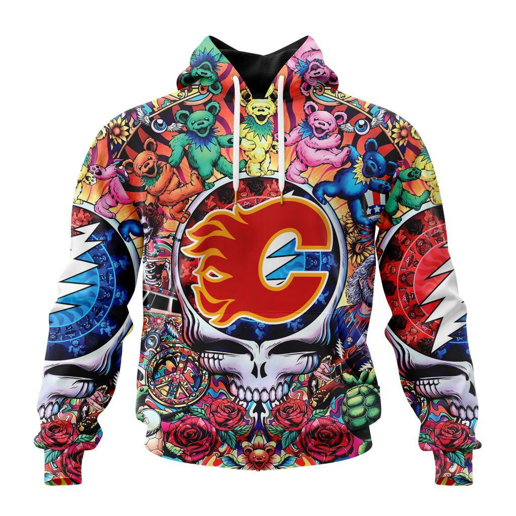Nhl Calgary Flames Special Grateful Dead Design St2304 Hoodie Zip Hoodie PH1595