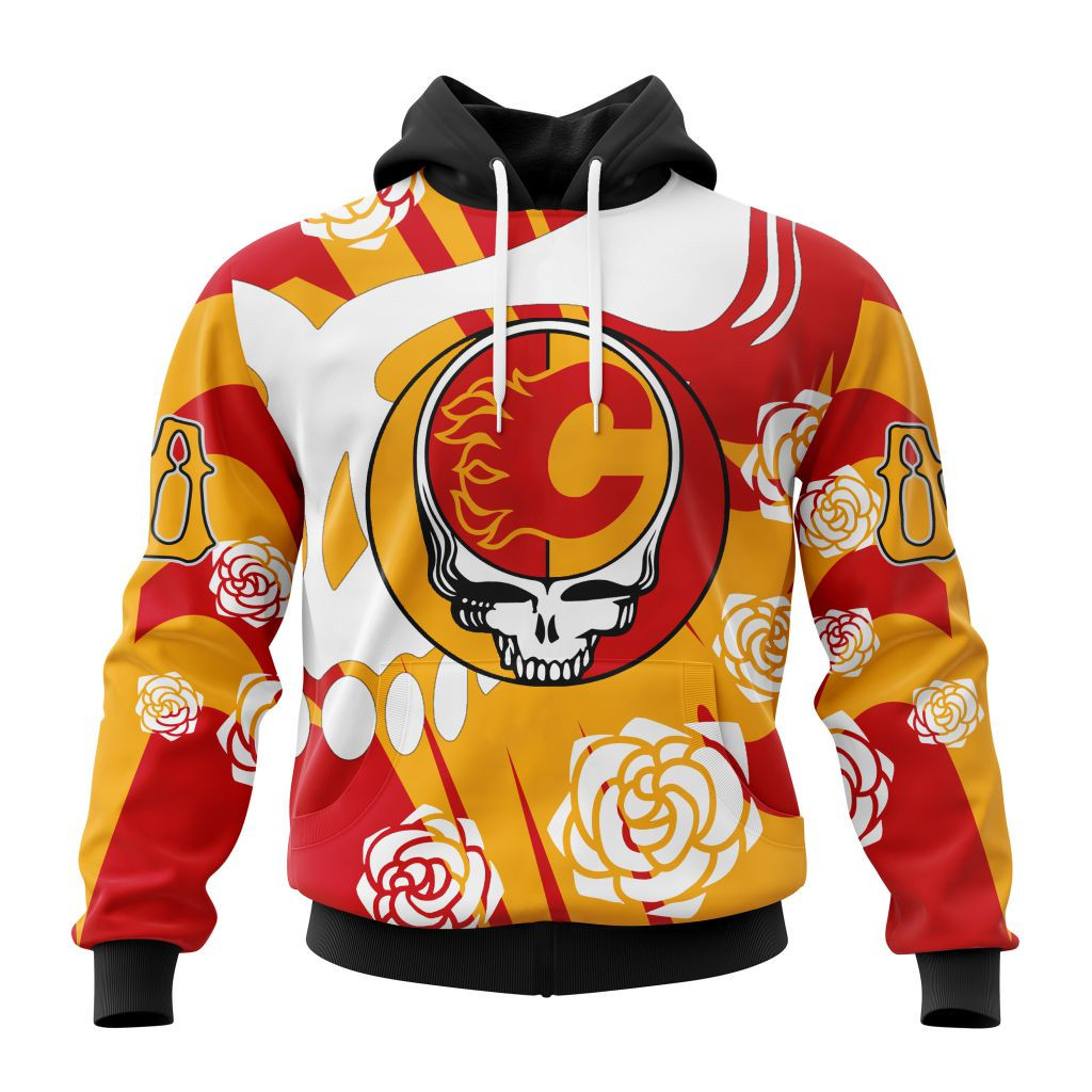 Nhl Calgary Flames Special Grateful Dead Design St2305 Hoodie Zip Hoodie TR956