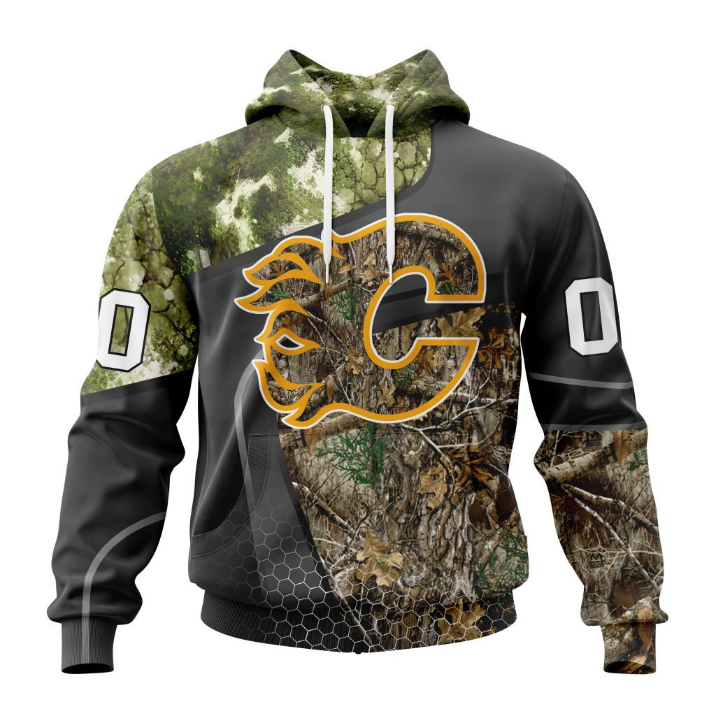 Nhl Calgary Flames Special Hunting Camo Design St2302 Hoodie Zip Hoodie TR995