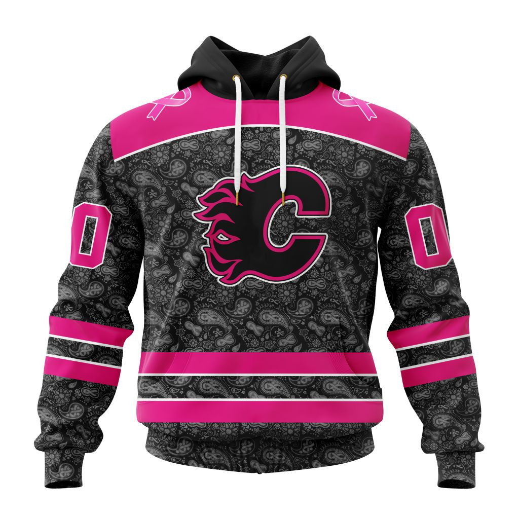 Nhl Calgary Flames Special Pink In The Rink Fight Breast Cancer St2301 Hoodie Zip Hoodie PH1691
