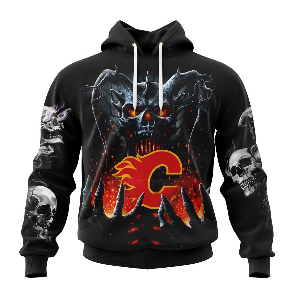 Nhl Calgary Flames Special Skull Art Design St2301 Hoodie Zip Hoodie PH891