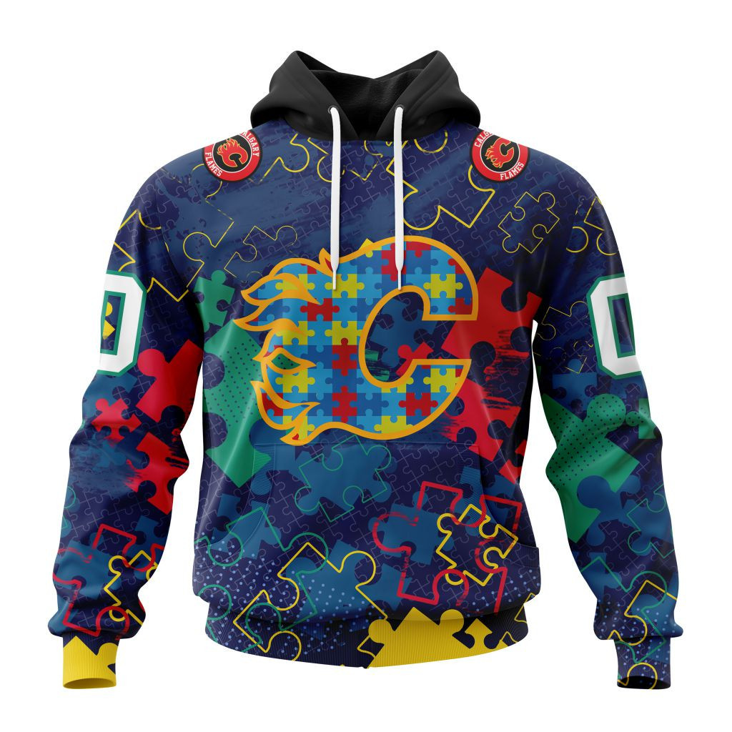 Nhl Calgary Flames Specialized Fearless Aganst Autism Hoodie Zip Hoodie TR2339