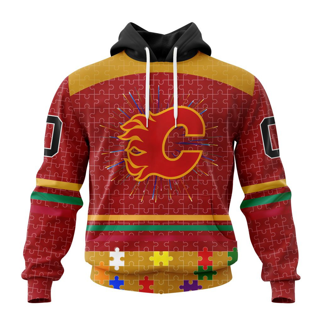 Nhl Calgary Flames Specialized Fearless Aganst Autism V0122 Hoodie Zip Hoodie TR2229
