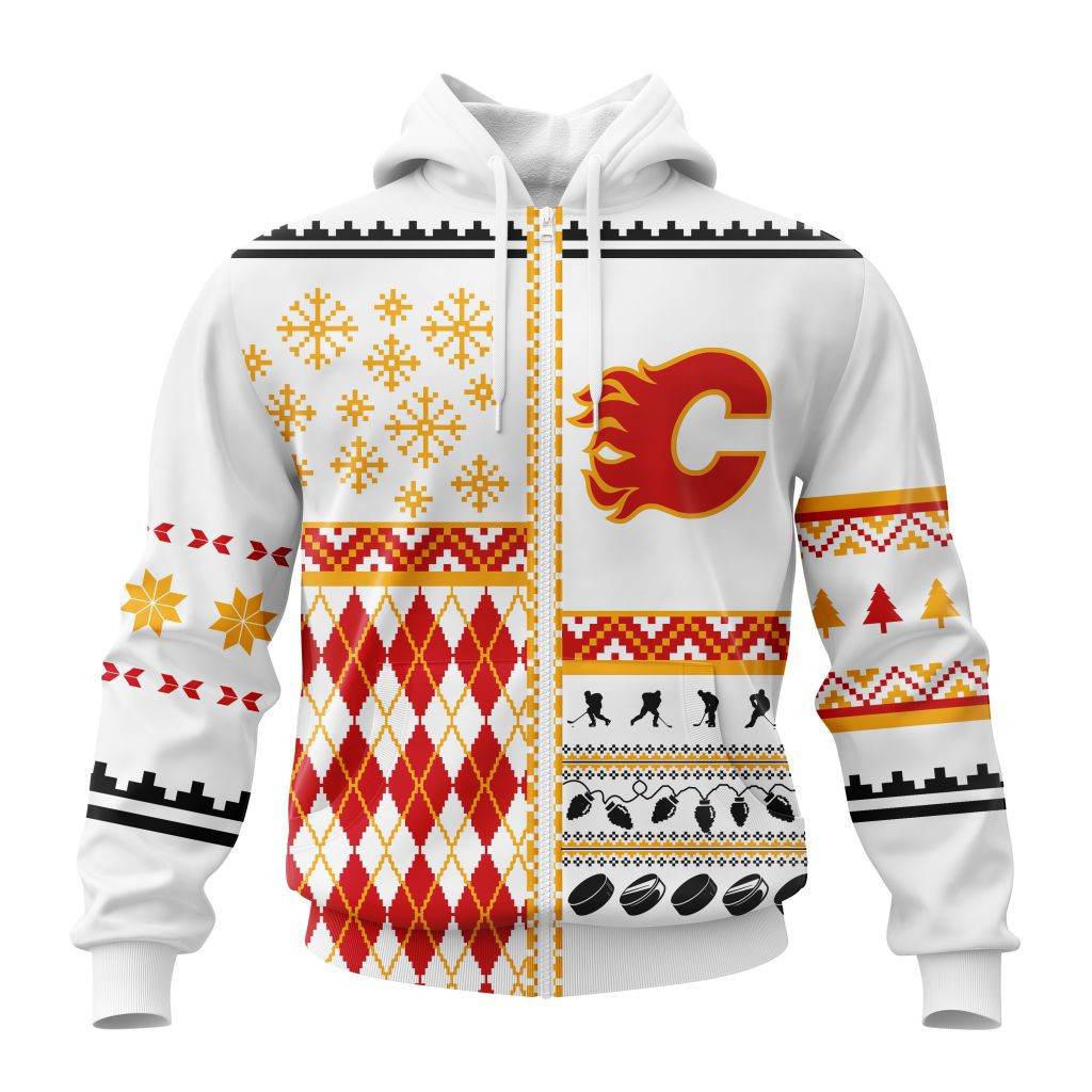 Nhl Calgary Flames Specialized Unisex Christmas Is Coming V01 Hoodie Zip Hoodie TR2654