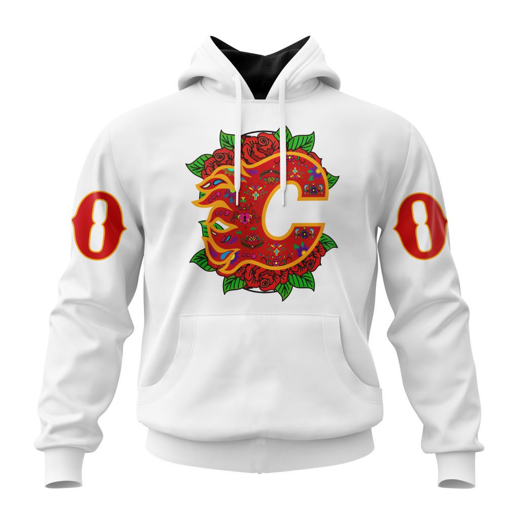 Nhl Calgary Flames Specialized Unisex Kits Dia De Muertos Hoodie Zip Hoodie TR2599