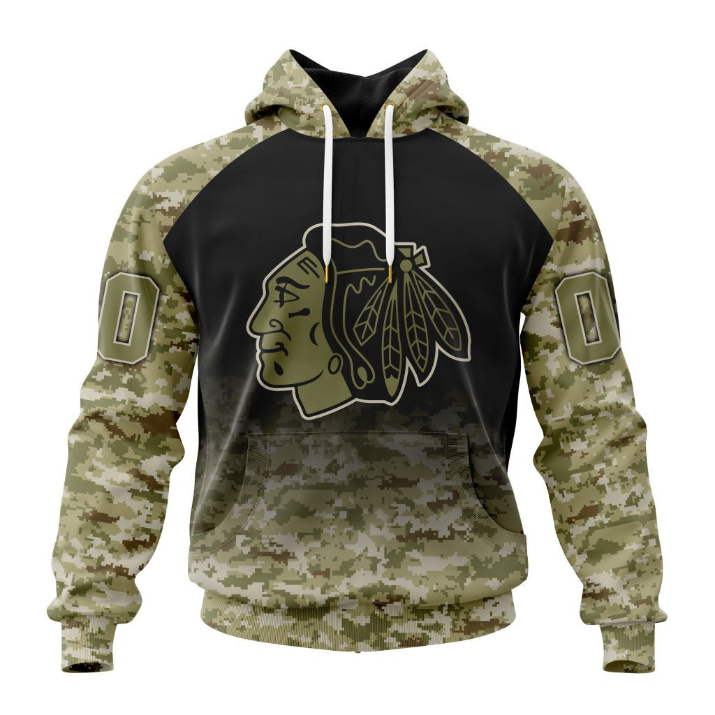 Nhl Chicago Blackhawks Special Camo Design For Veterans Day St2302 Hoodie Zip Hoodie PH1472