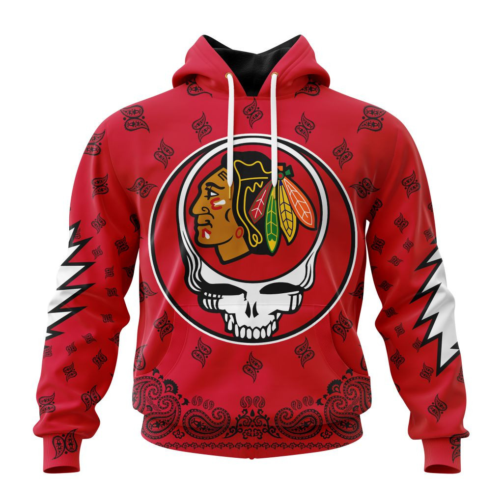 Nhl Chicago Blackhawks Special Grateful Dead Design St2303 Hoodie Zip Hoodie PH1629