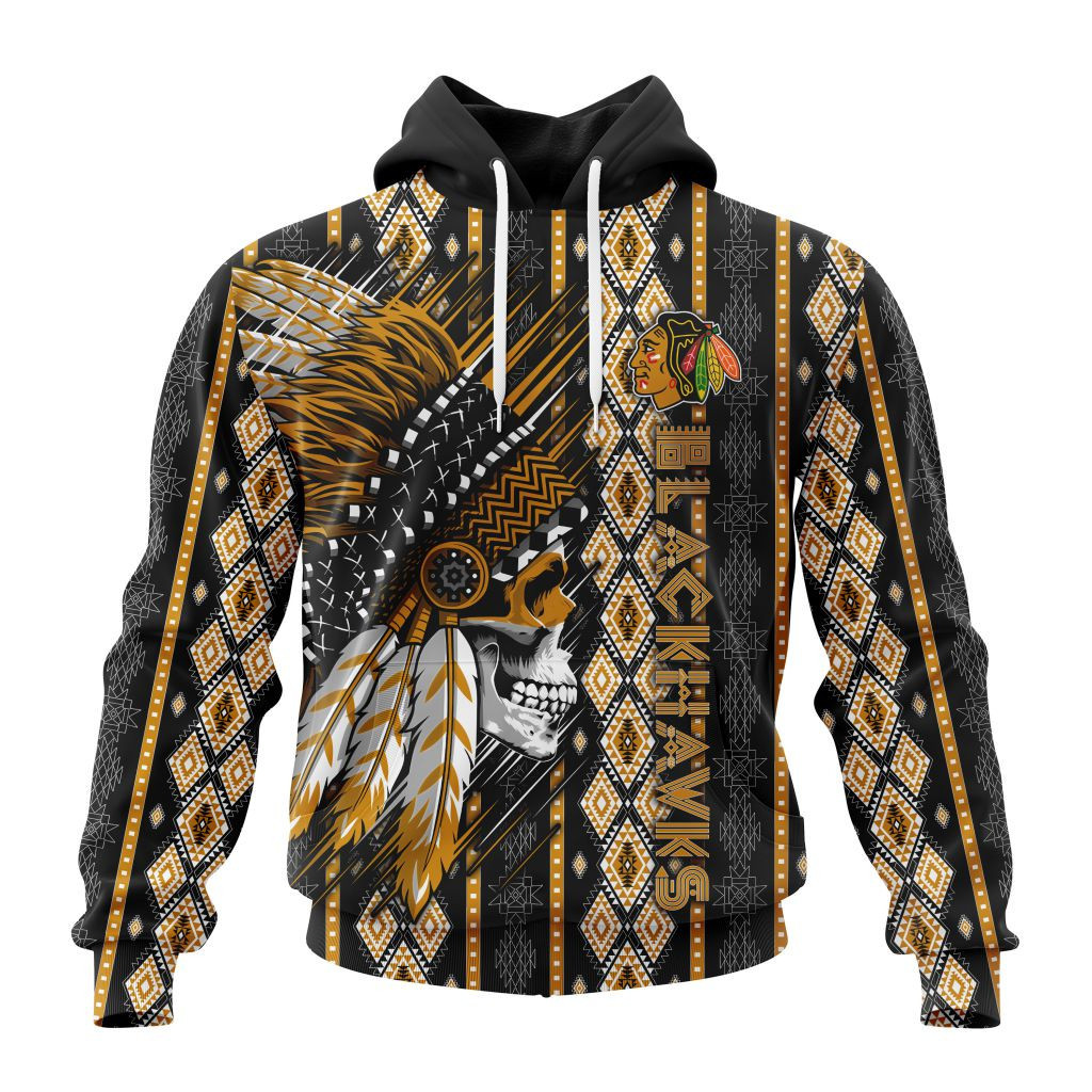 Nhl Chicago Blackhawks Special Skull Native Design St2301 Hoodie Zip Hoodie PH1727