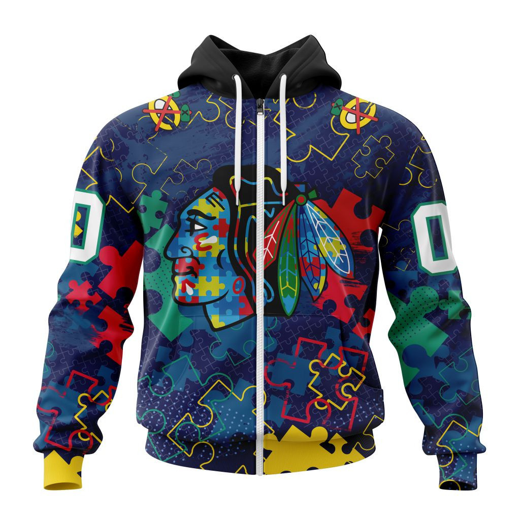 Nhl Chicago Blackhawks Specialized Fearless Aganst Autism Hoodie Zip Hoodie TR2340