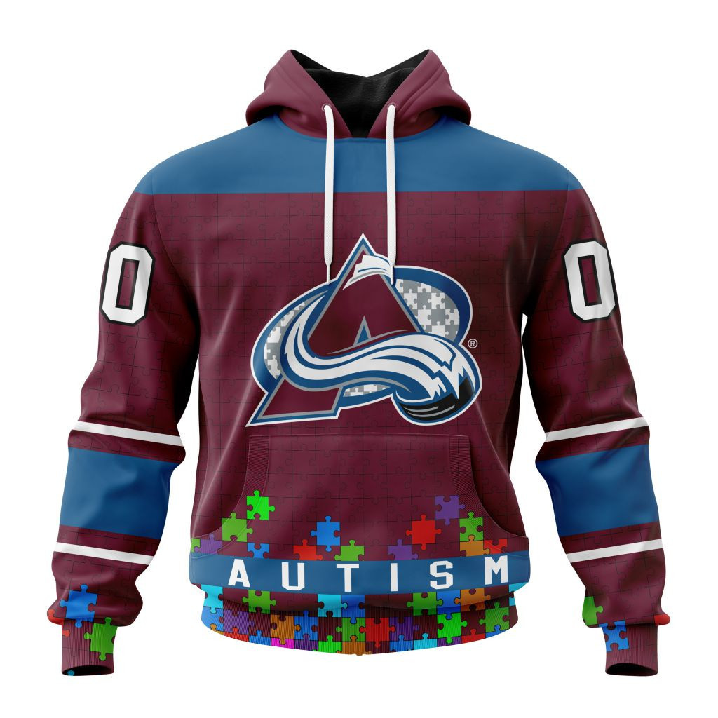 Nhl Colorado Avalanche Specialized Unisex Kits Hockey Fights Against Autism Hoodie Zip Hoodie TR2374