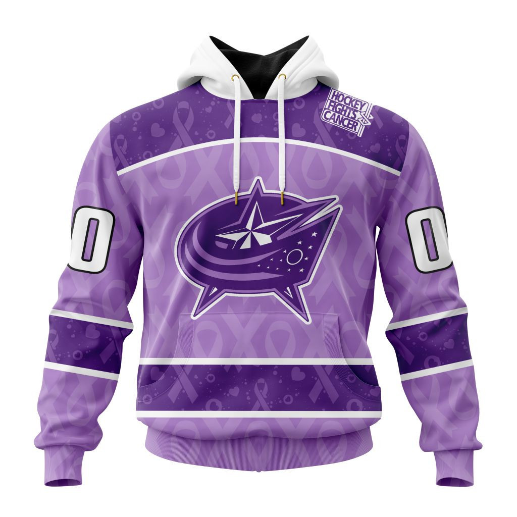 Nhl Columbus Blue Jackets New Lavender Hockey Fight Cancer St2301 Hoodie Zip Hoodie PH1187