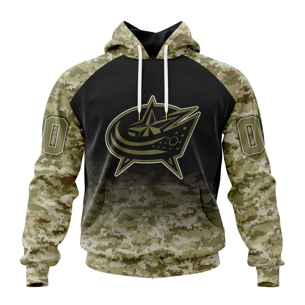Nhl Columbus Blue Jackets Special Camo Design For Veterans Day St2302 Hoodie Zip Hoodie PH1471