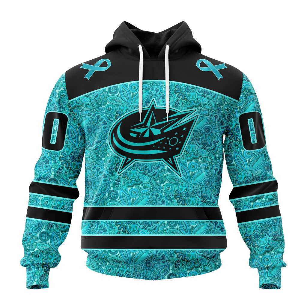 Nhl Columbus Blue Jackets Special Design Fight Ovarian Cancer St2201 Hoodie Zip Hoodie TR2116
