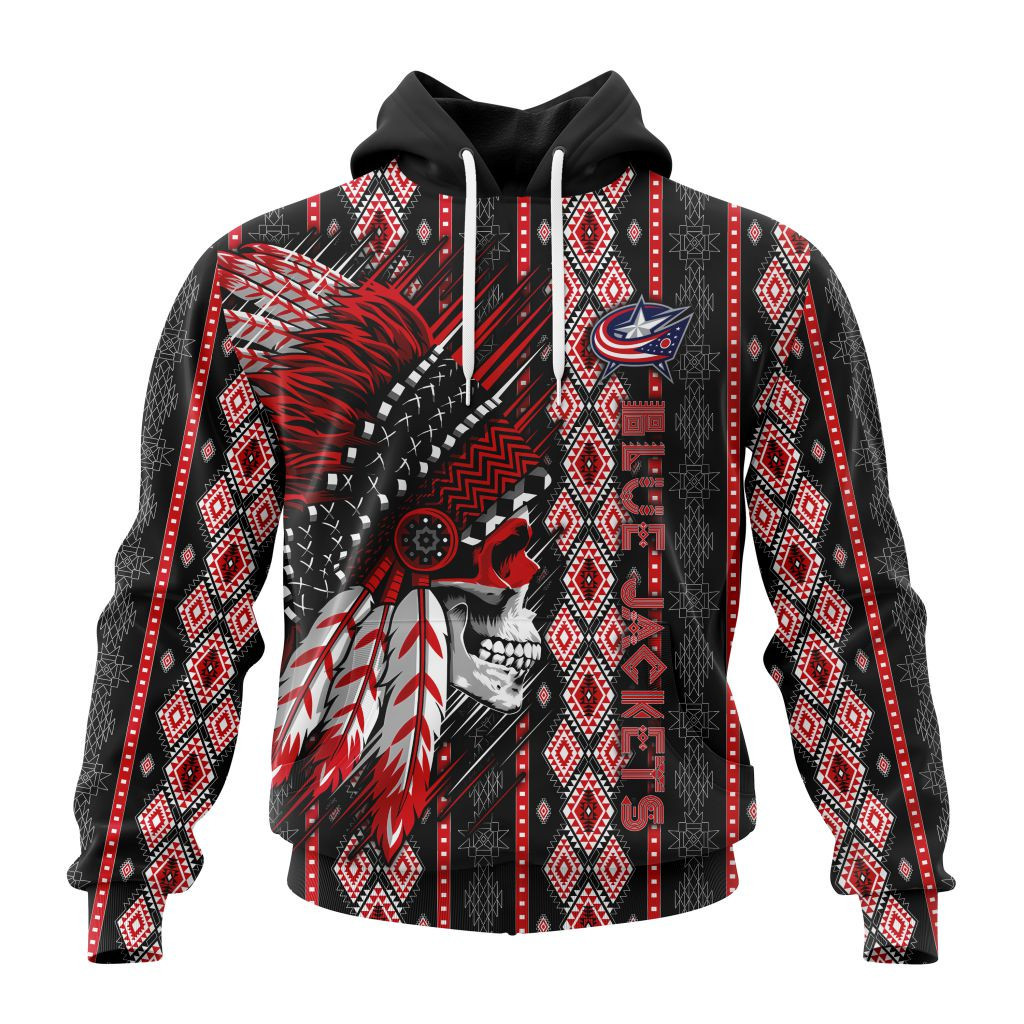 Nhl Columbus Blue Jackets Special Skull Native Design St2301 Hoodie Zip Hoodie PH1726