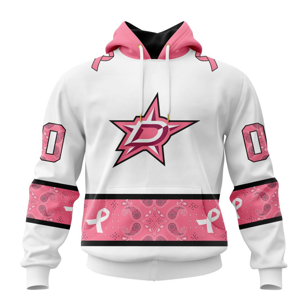 Nhl Dallas Stars In Classic Style With Paisley In October We Wear Pink Breast Cancer Hoodie Zip Hoodie PH1353