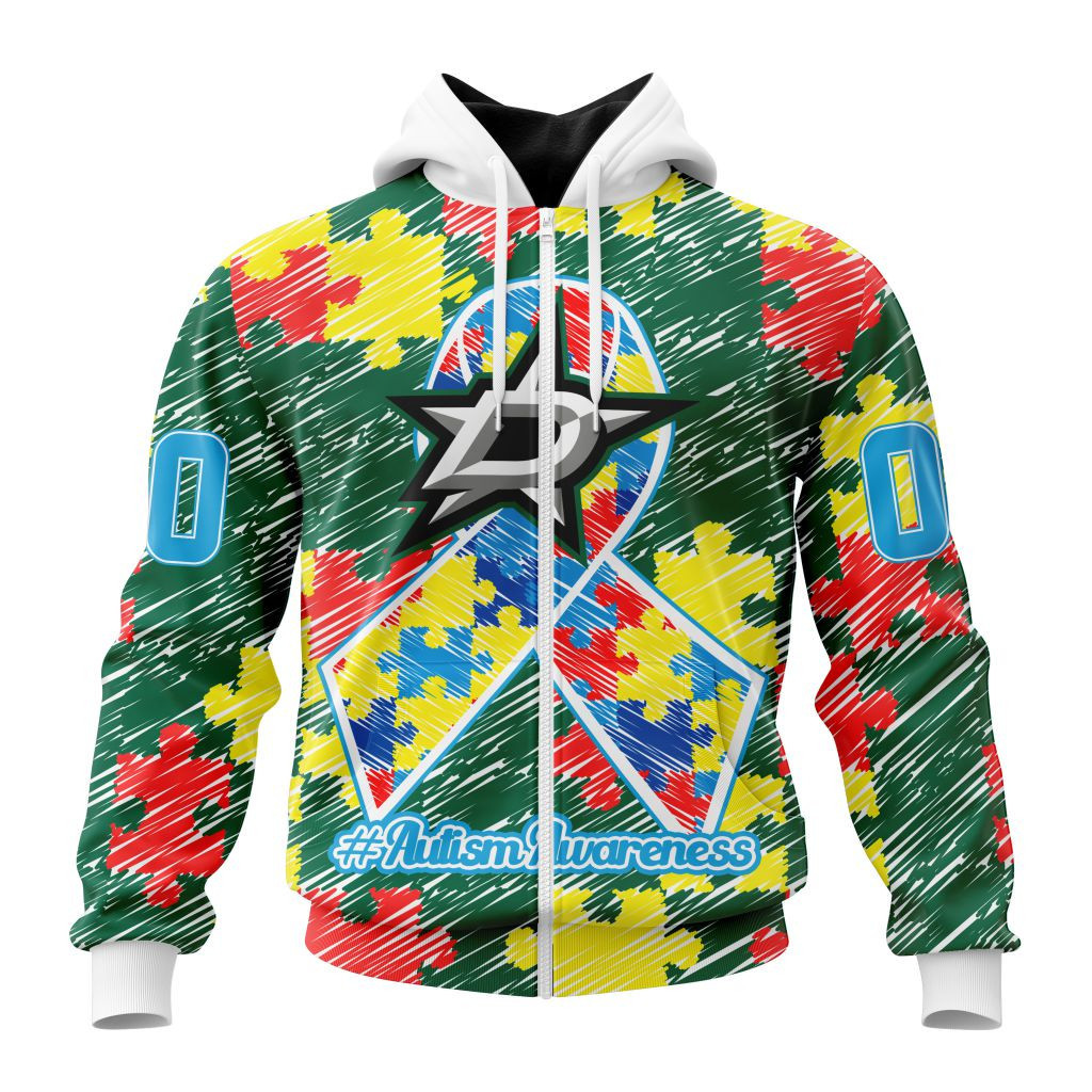 Nhl Dallas Stars Special Autism Awareness Design St2201 Hoodie Zip Hoodie TR2176