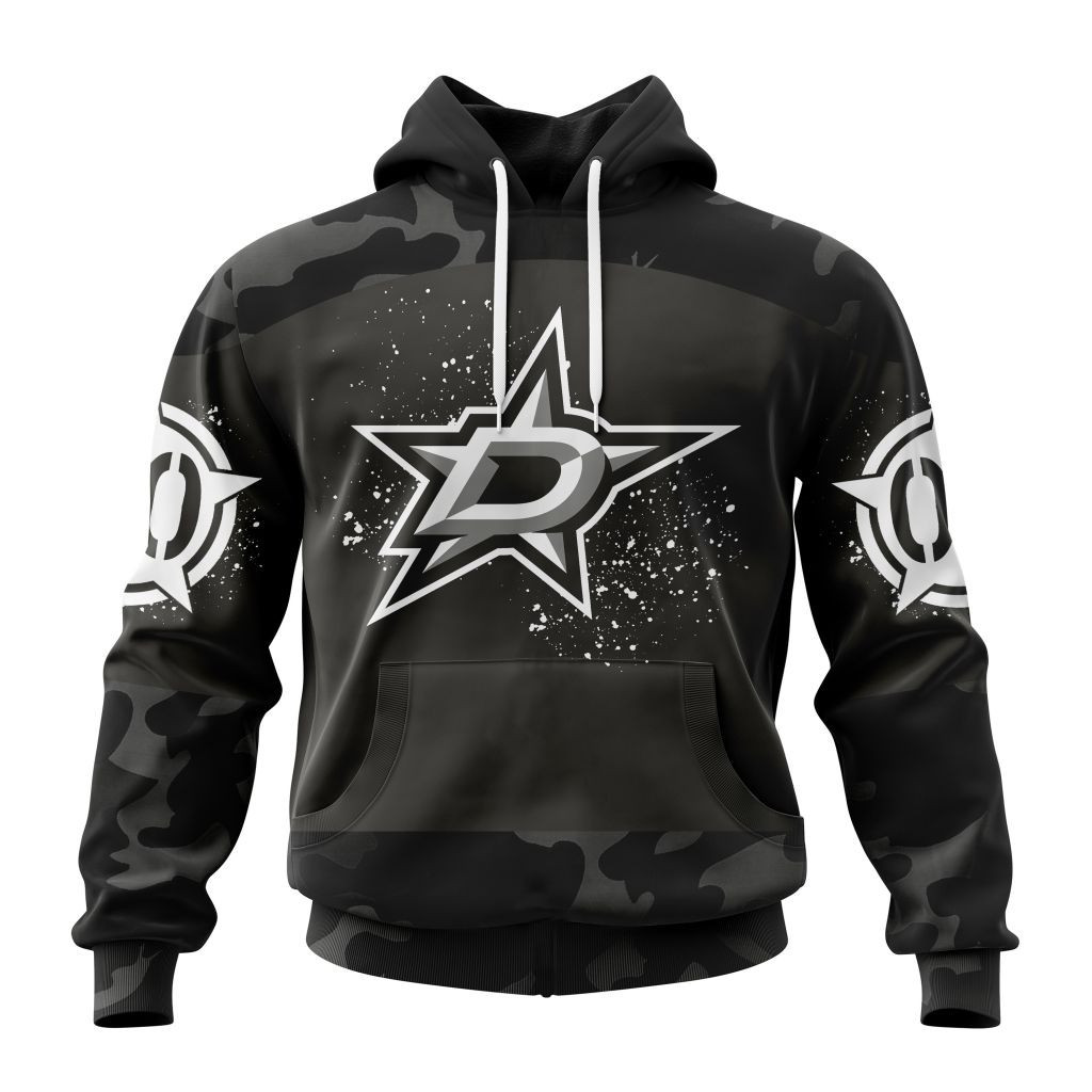 Nhl Dallas Stars Special Black Camo Design For Veterans Day St2304 Hoodie Zip Hoodie PH1289