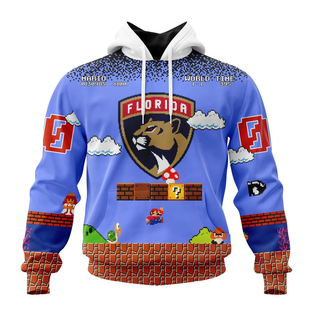 Nhl Florida Panthers Special Kits With Super Mario Game Design Hoodie Zip Hoodie TR2142