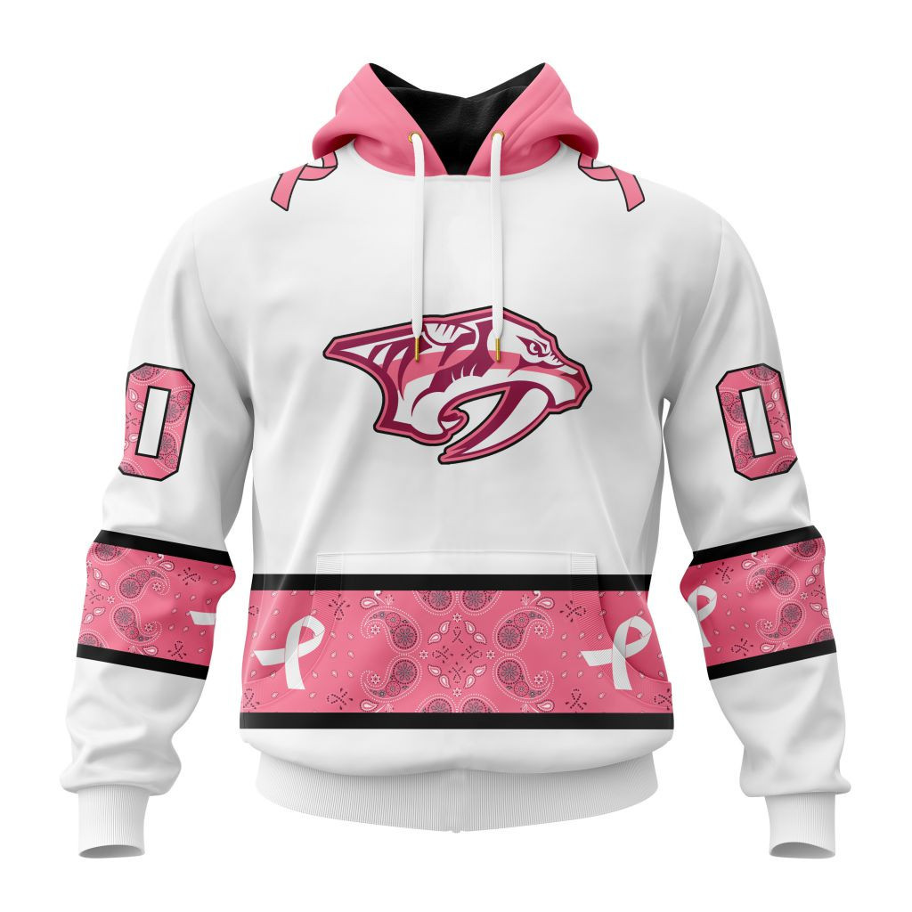 Nhl Nashville Predators In Classic Style With Paisley In October We Wear Pink Breast Cancer Hoodie Zip Hoodie PH1346