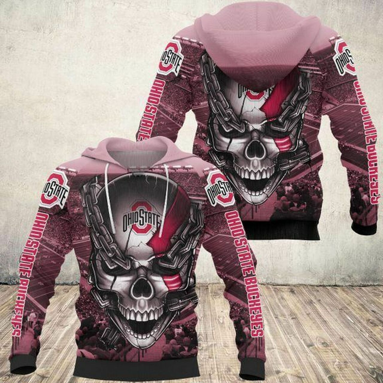 Ohio State Buckeyes Meta Skull 3D Hoodie Zip Hoodie TH419
