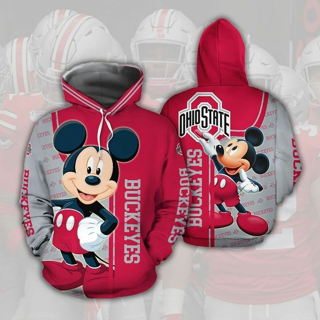 Ohio States Buckeyes Mickey 3D Pink AOP Hoodie Zip Hoodie HT84